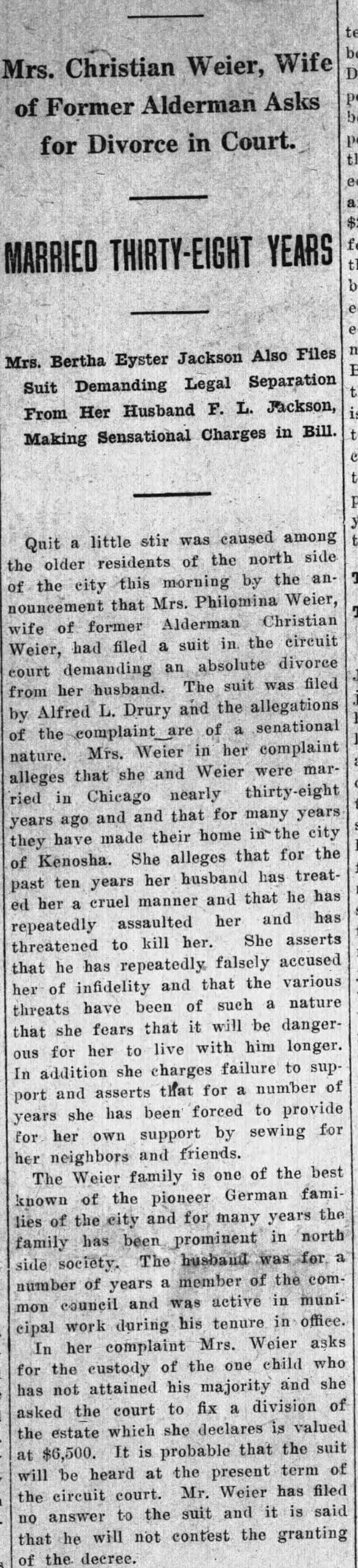Clipping from Kenosha News